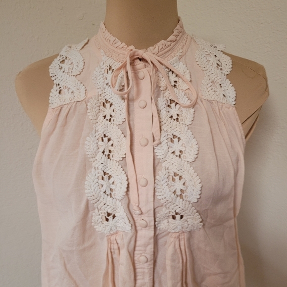 Free People Blush Pink Top With Lace - Picture 3 of 6